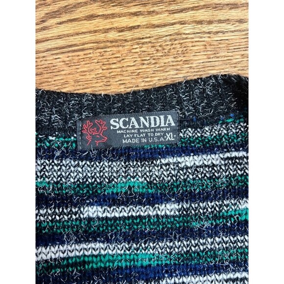 Vintage Scandia Mens Black Knit Button Up Sweater Cardigan - Picture 10 of 13